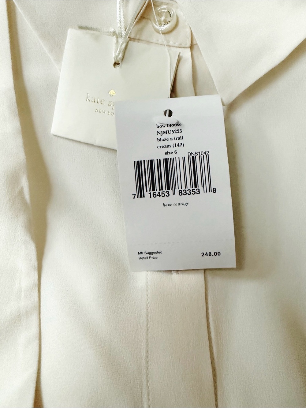Kate Spade Bow Blouse  Ivory- cream Tie-Neck - Picture 6 of 6